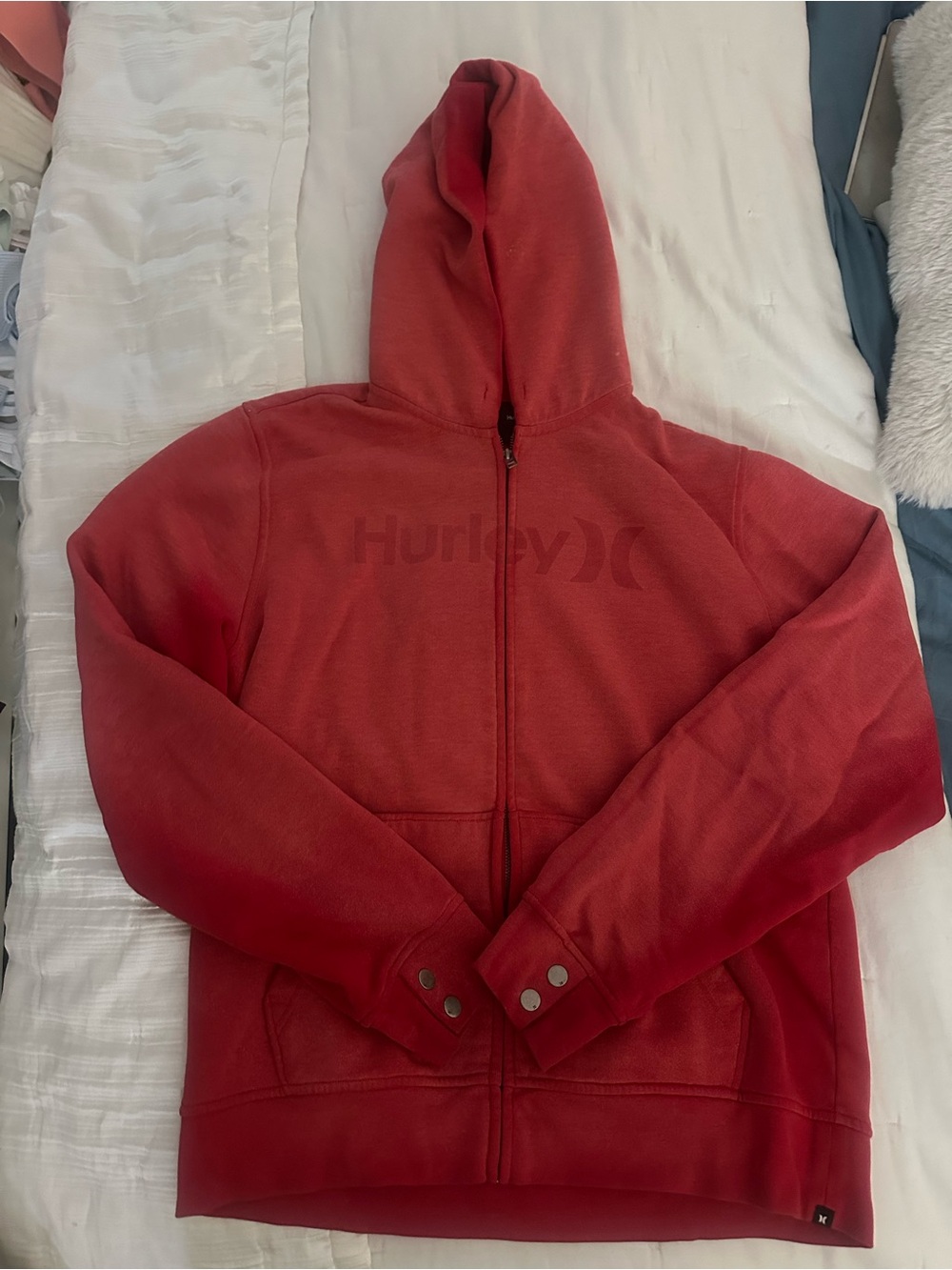 Hurley Red (slight ombré, light to dark) Full-Zip Hoodie Jacket Sz Men’s Med